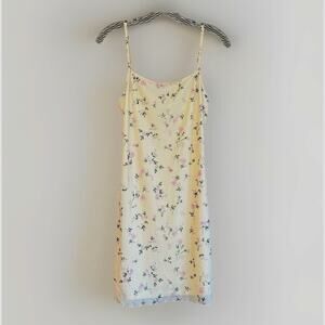 SHEIN Floral Slip Dress Light Yellow Ditsy Lettuce Hem Y2K Style Size‎ Medium